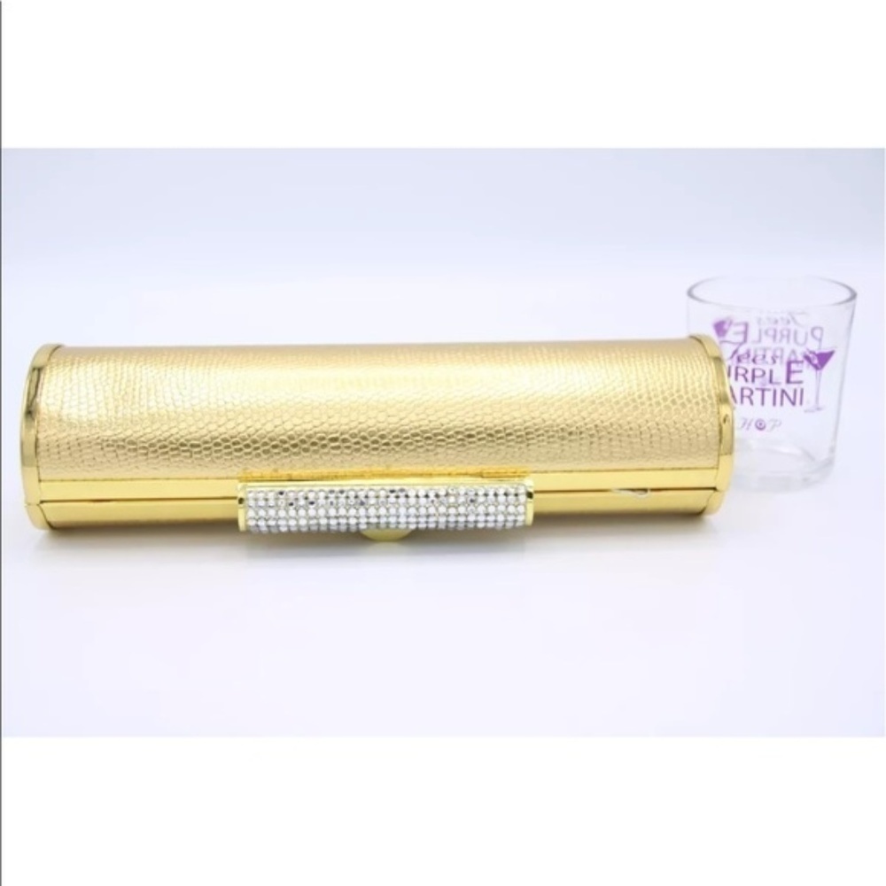 𝅺GOLD clutch purse with rhinestones